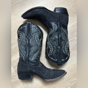 Black Western Stingray & Leather Cowboy Boots